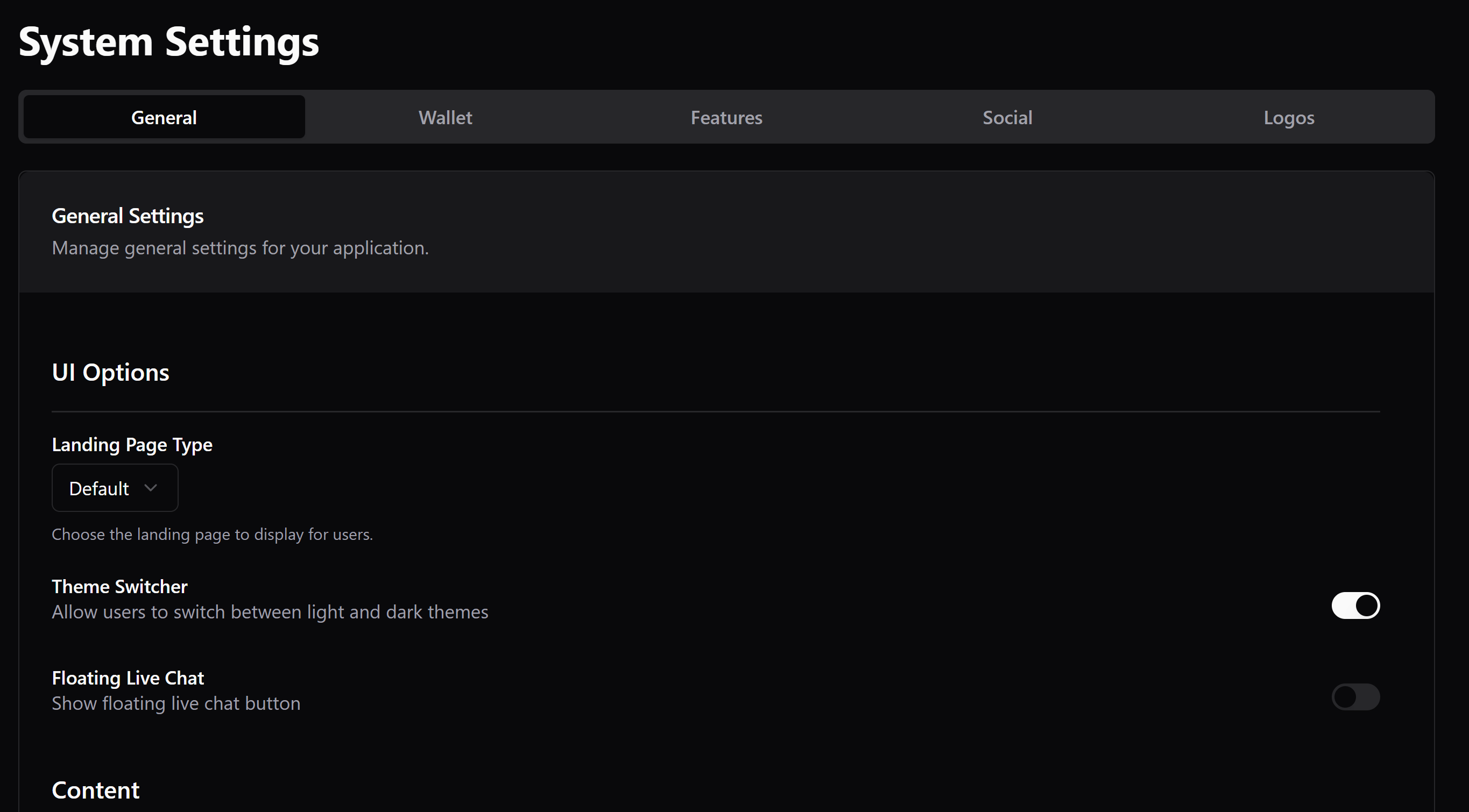 Platform Settings